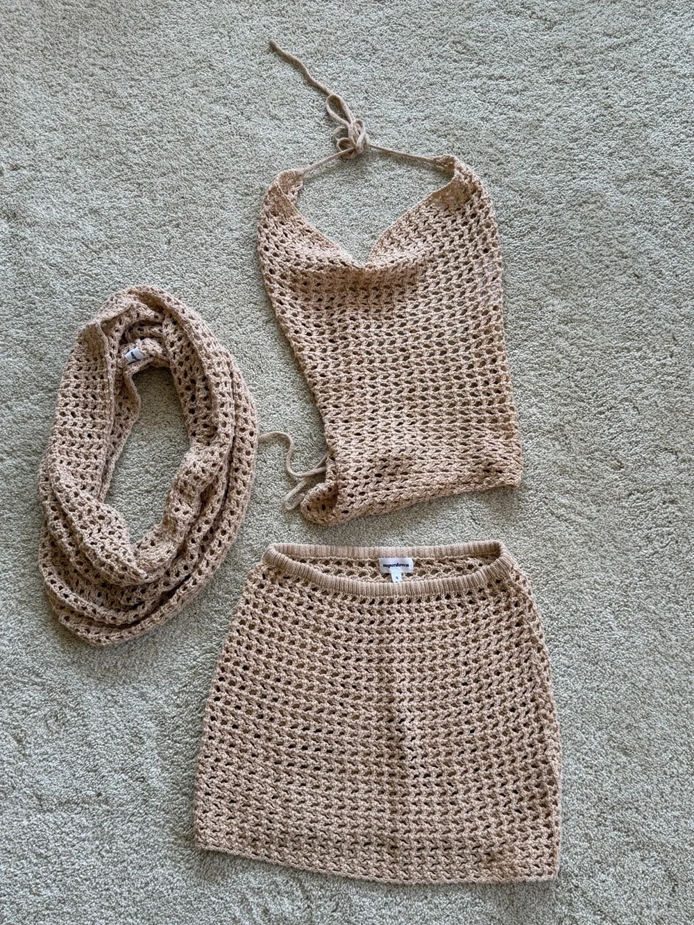 superdown Braelyn Knit Skirt Set Natural Beige Revolve Small - Picture 5 of 7